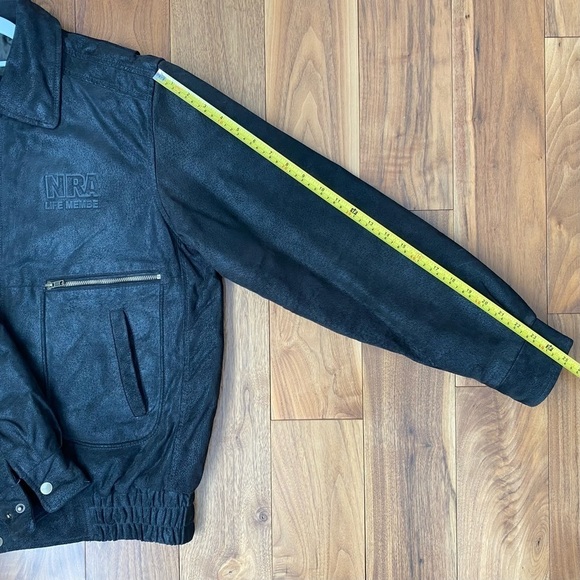 Burk's Bay NRA Life Member Leather Genuine Bomber Jacket Mens size L - Picture 12 of 13
